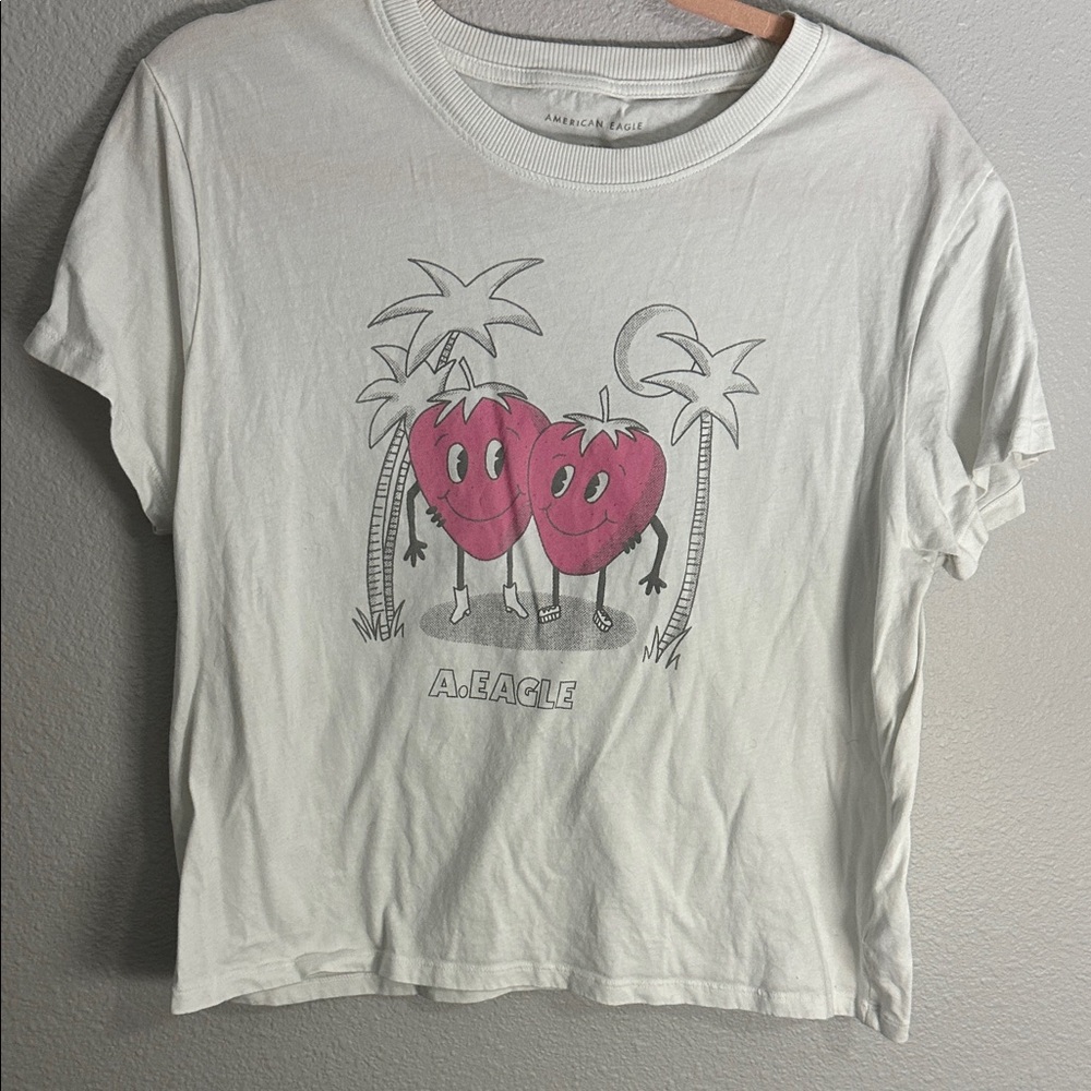A.Eagle Graphic Tee with Pink strawberries